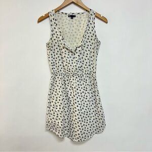Gap Ditsy Floral Print Mini Dress Vintage Style Cream White Purple XS